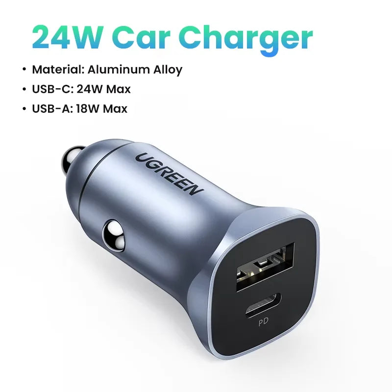 Cargador Rápido para Auto 30W USB-C – Carga Ultra Rápida en Minutos