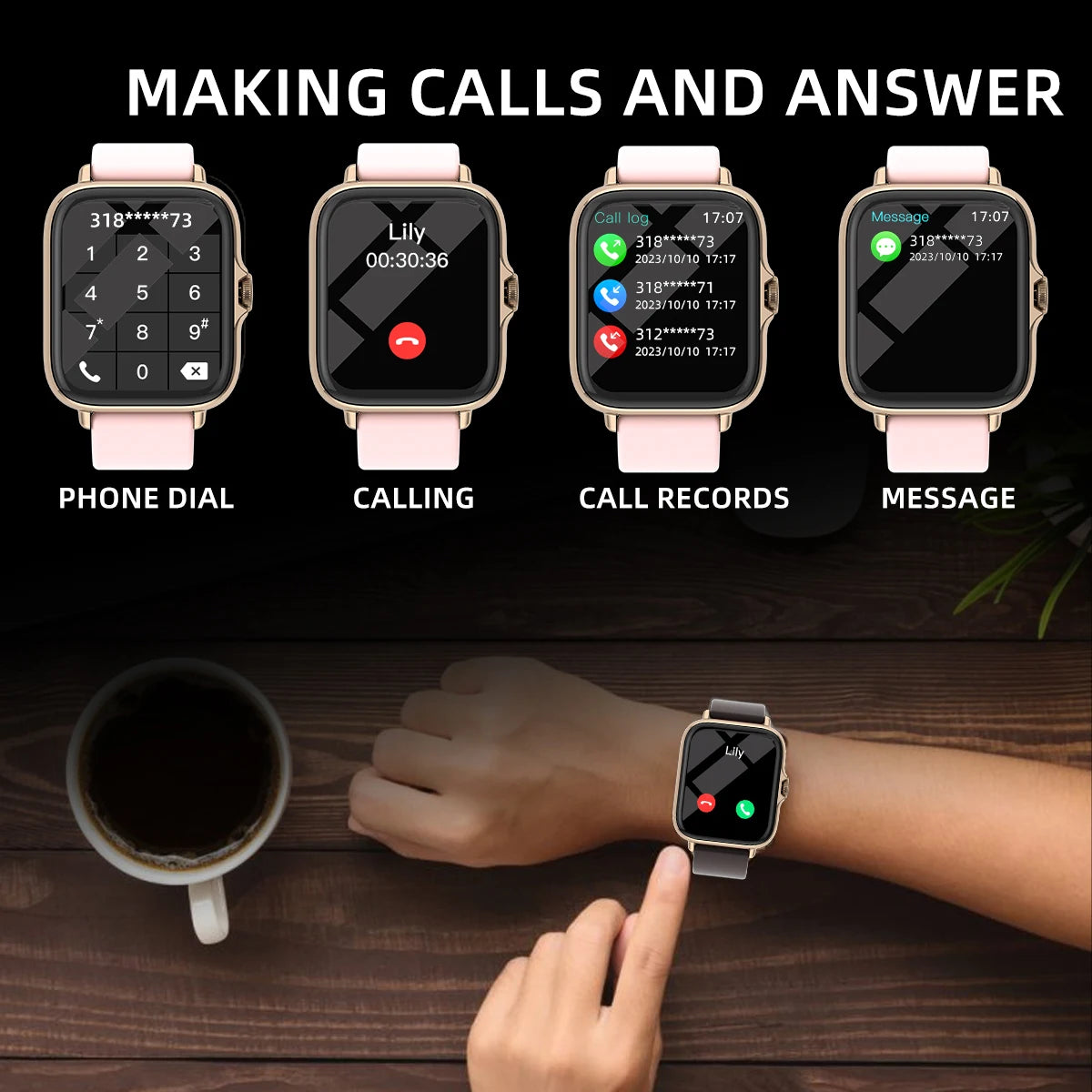 Smartwatch Deportivo Resistente al Agua – Llamadas, Mensajes y Monitoreo de Salud